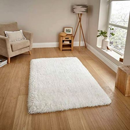 Handwoven White Shaggy Rug